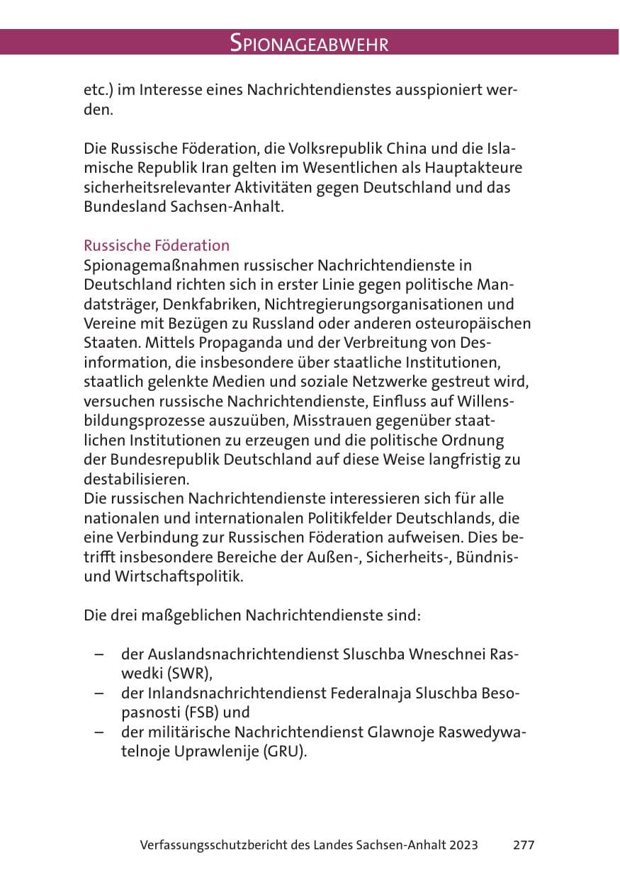 Seite 277 des Verfassungsschutzbericht 2023 Sachsen-Anhalt