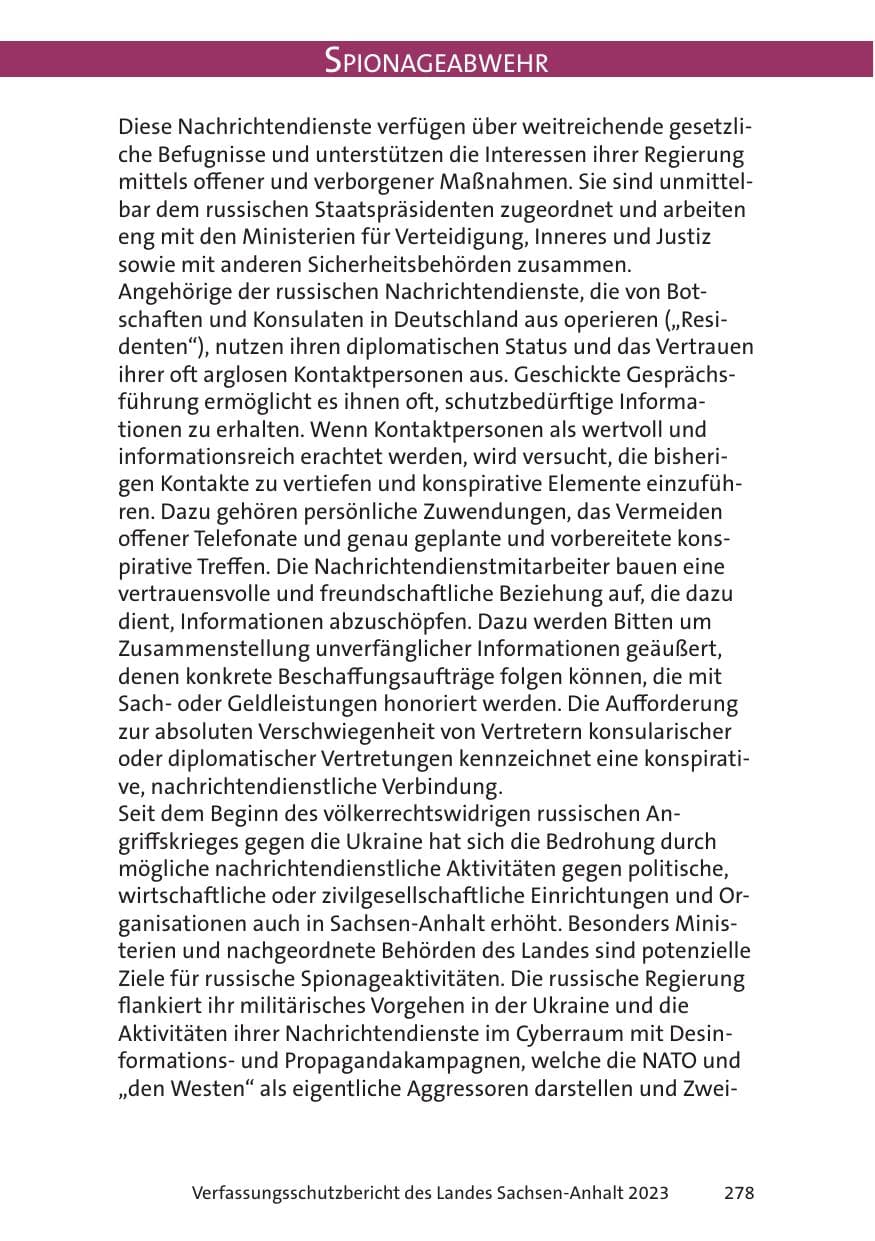 Seite 278 des Verfassungsschutzbericht 2023 Sachsen-Anhalt