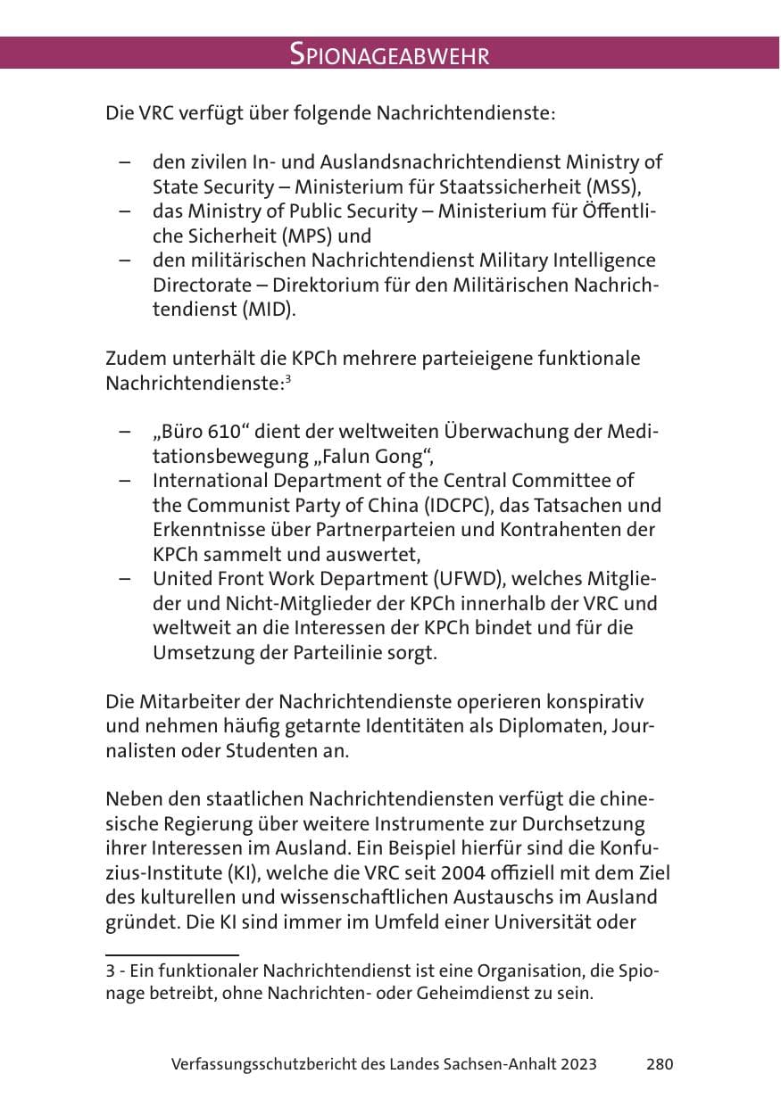 Seite 280 des Verfassungsschutzbericht 2023 Sachsen-Anhalt