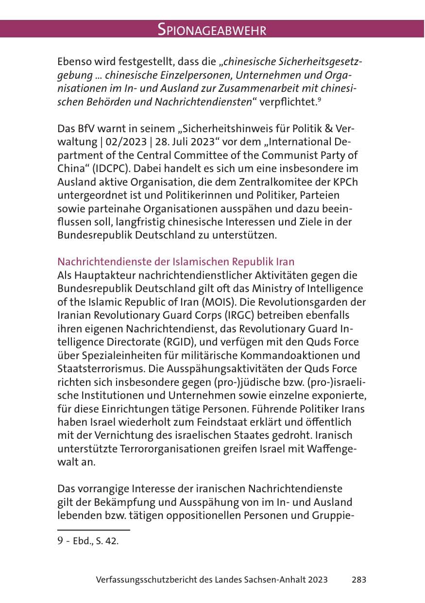 Seite 283 des Verfassungsschutzbericht 2023 Sachsen-Anhalt