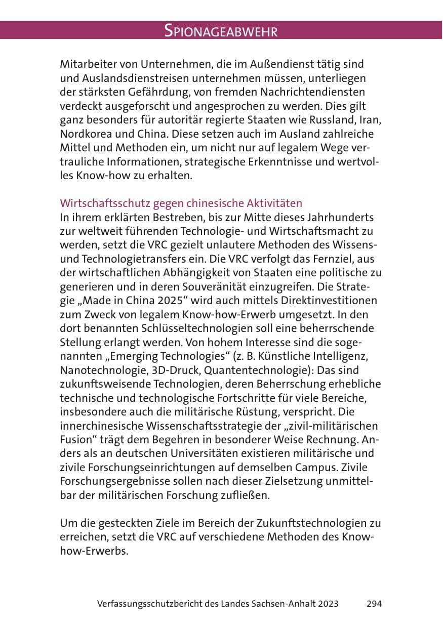 Seite 294 des Verfassungsschutzbericht 2023 Sachsen-Anhalt
