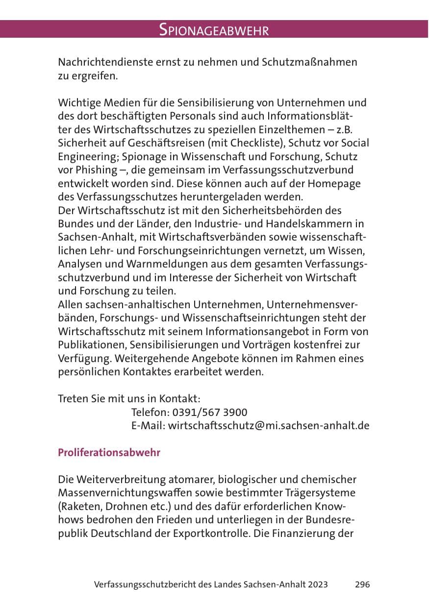 Seite 296 des Verfassungsschutzbericht 2023 Sachsen-Anhalt