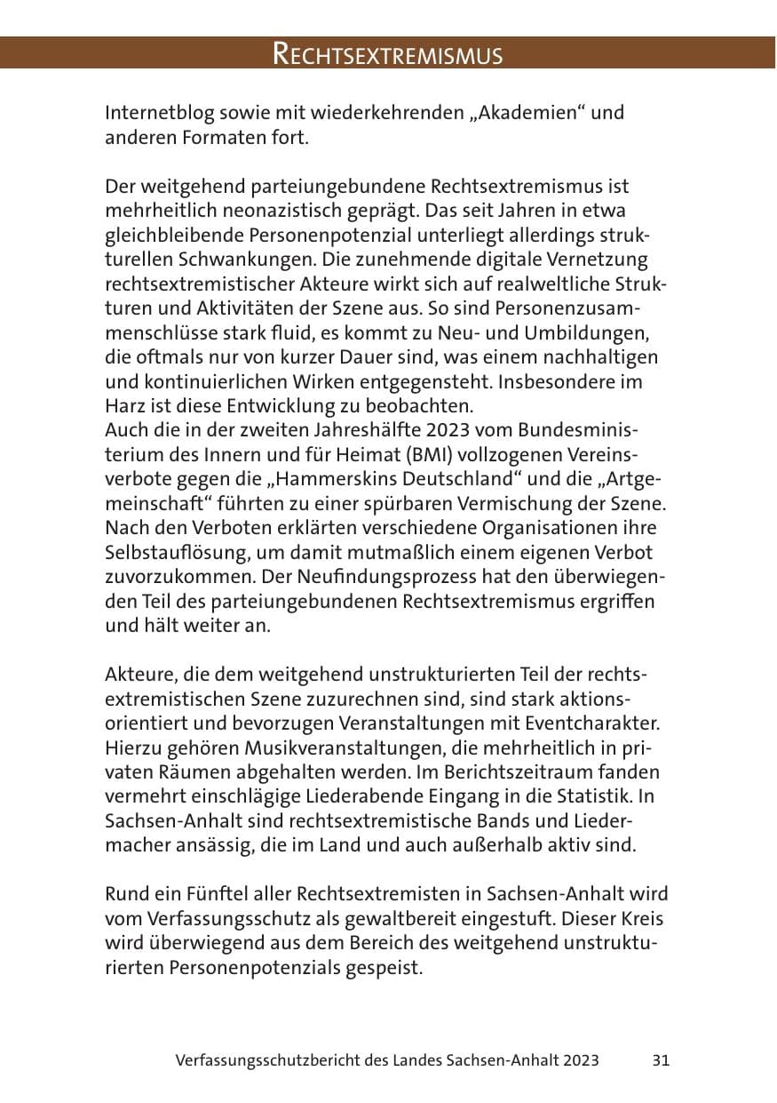 Seite 31 des Verfassungsschutzbericht 2023 Sachsen-Anhalt