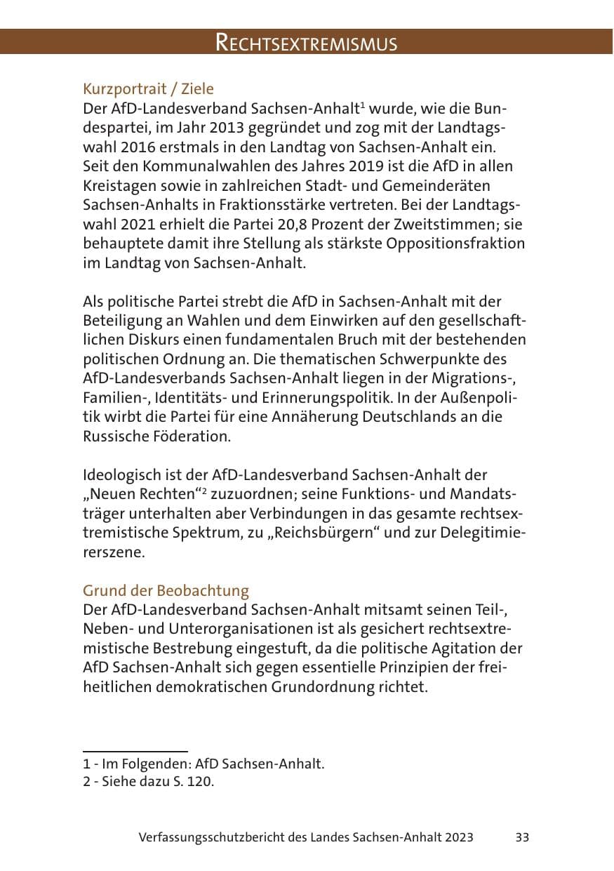 Seite 33 des Verfassungsschutzbericht 2023 Sachsen-Anhalt