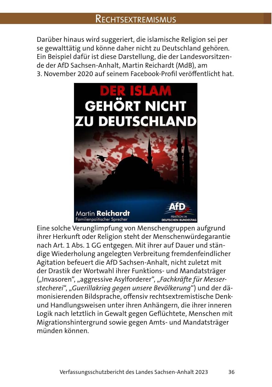 Seite 36 des Verfassungsschutzbericht 2023 Sachsen-Anhalt