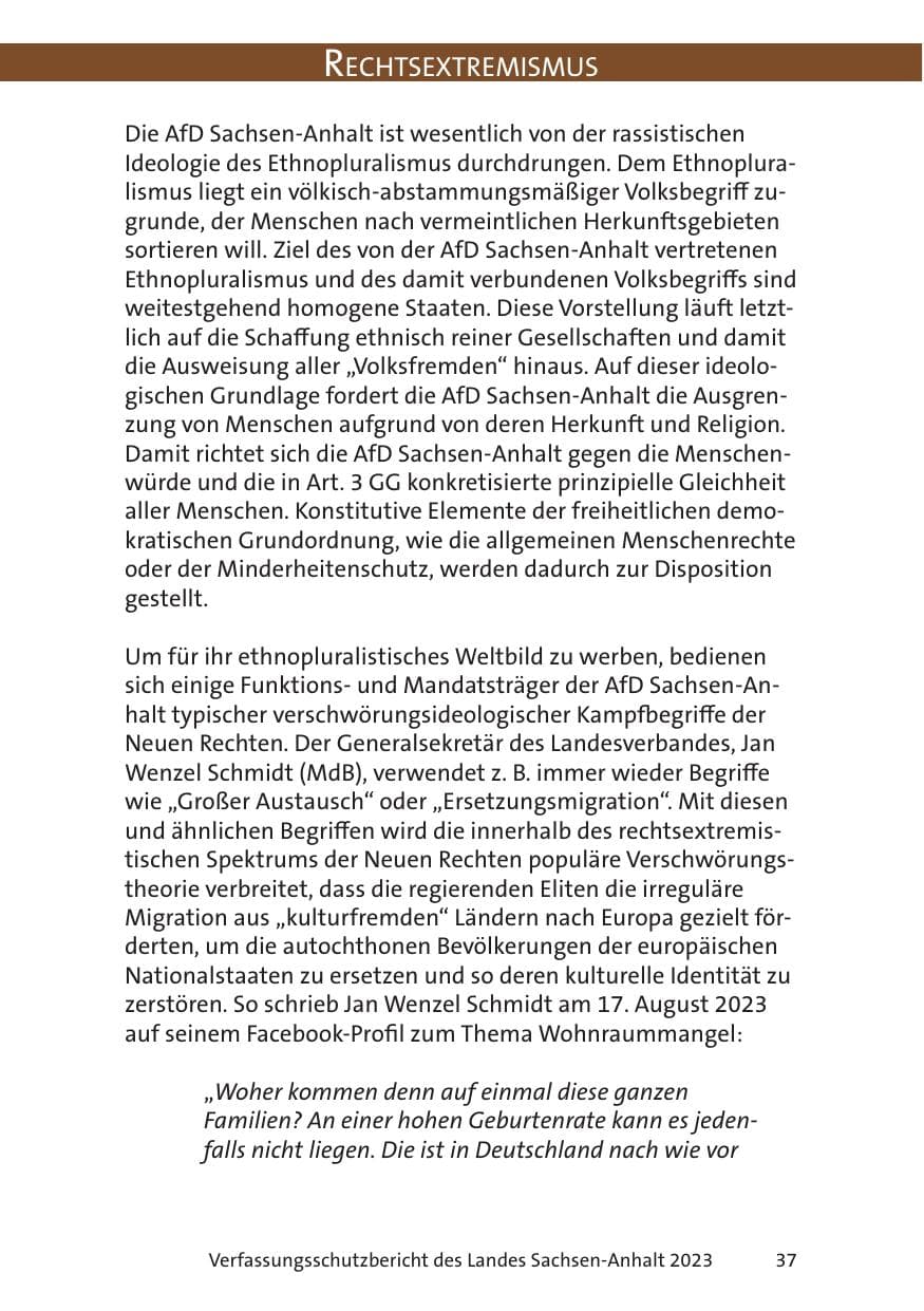 Seite 37 des Verfassungsschutzbericht 2023 Sachsen-Anhalt