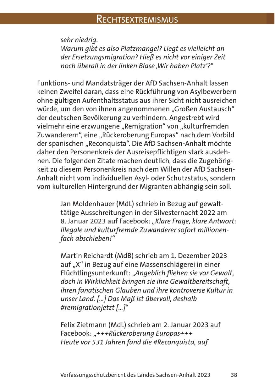 Seite 38 des Verfassungsschutzbericht 2023 Sachsen-Anhalt
