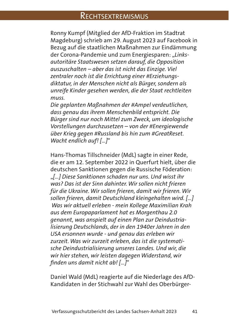 Seite 41 des Verfassungsschutzbericht 2023 Sachsen-Anhalt
