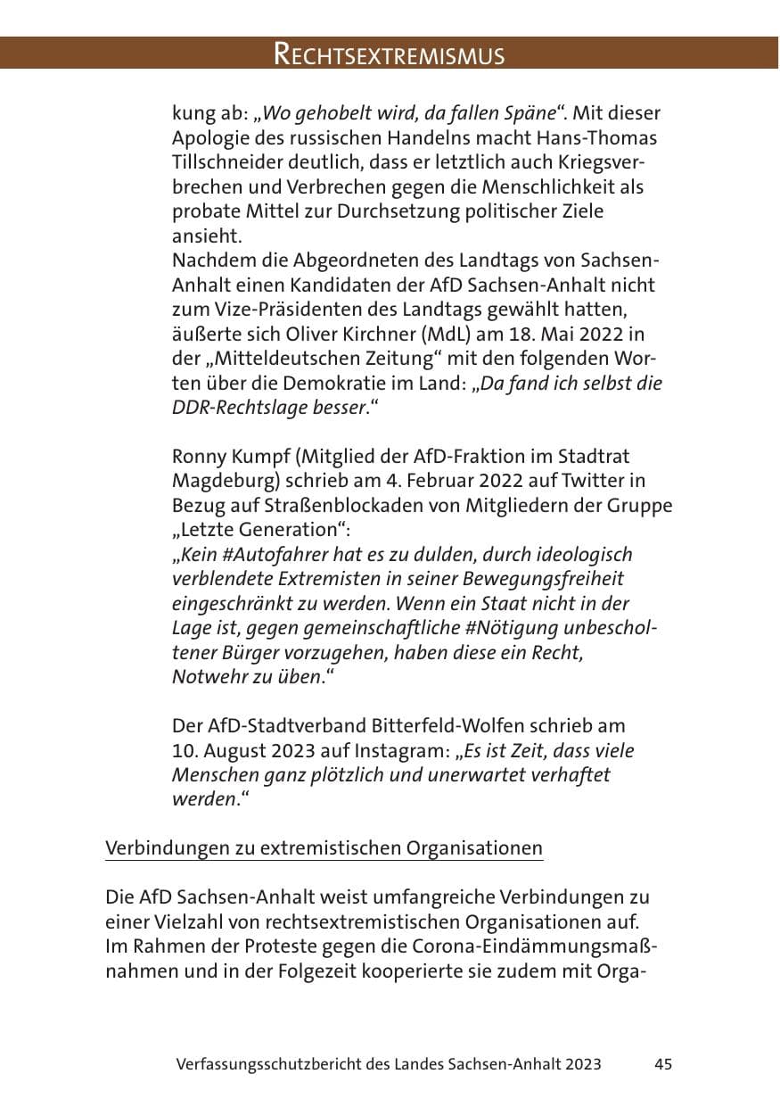 Seite 45 des Verfassungsschutzbericht 2023 Sachsen-Anhalt