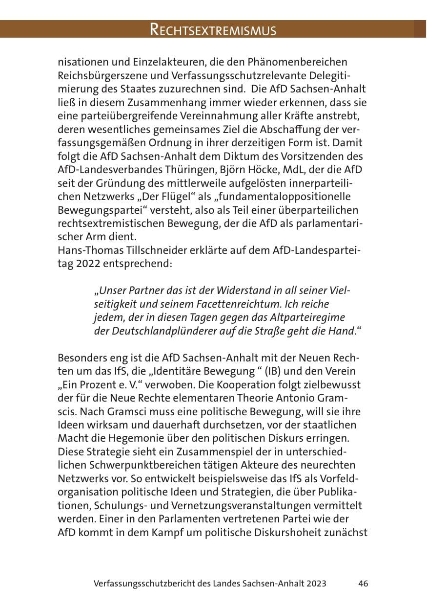Seite 46 des Verfassungsschutzbericht 2023 Sachsen-Anhalt