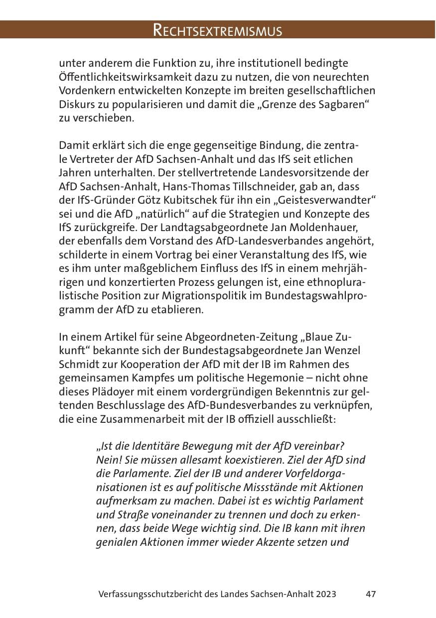Seite 47 des Verfassungsschutzbericht 2023 Sachsen-Anhalt