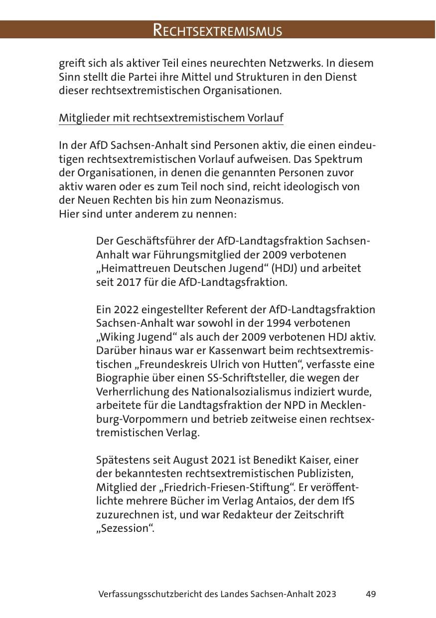Seite 49 des Verfassungsschutzbericht 2023 Sachsen-Anhalt