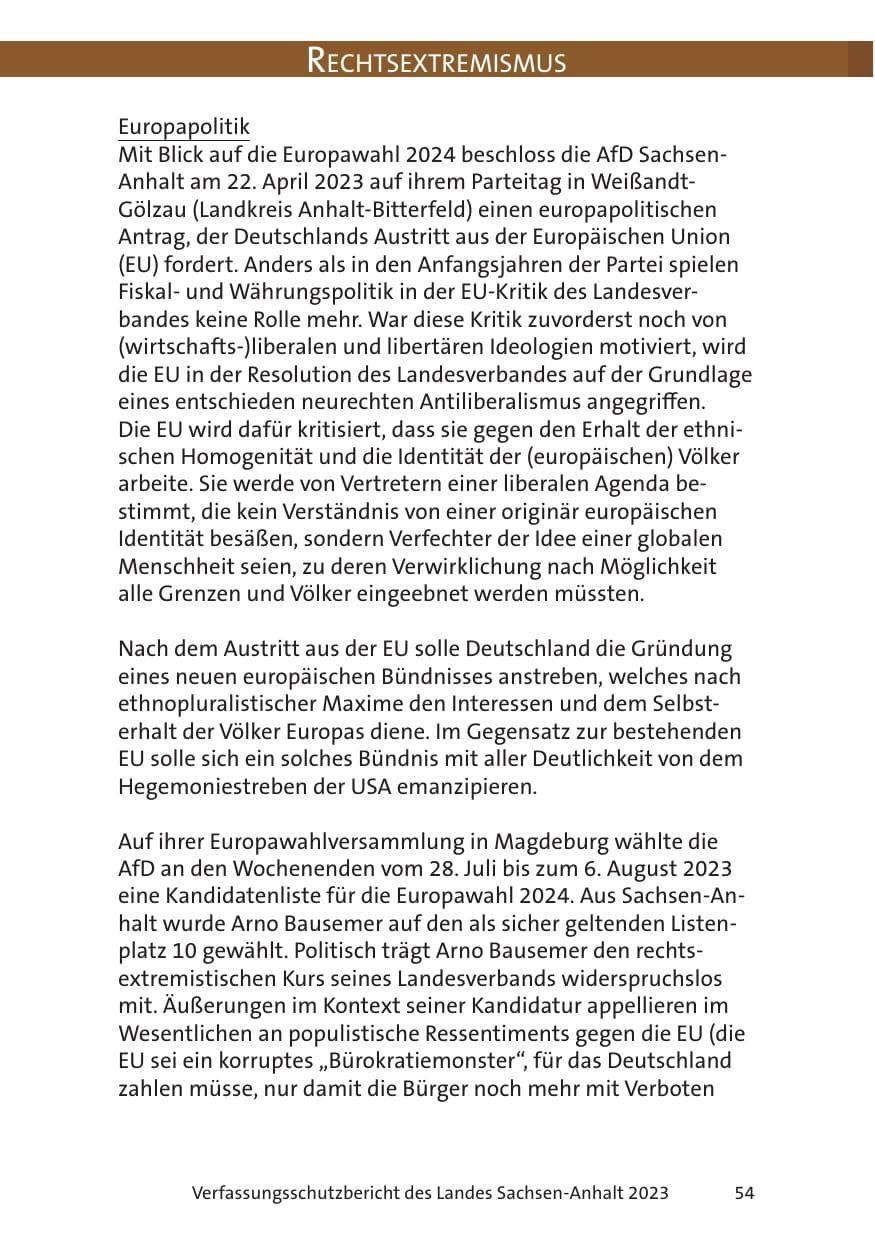 Seite 54 des Verfassungsschutzbericht 2023 Sachsen-Anhalt