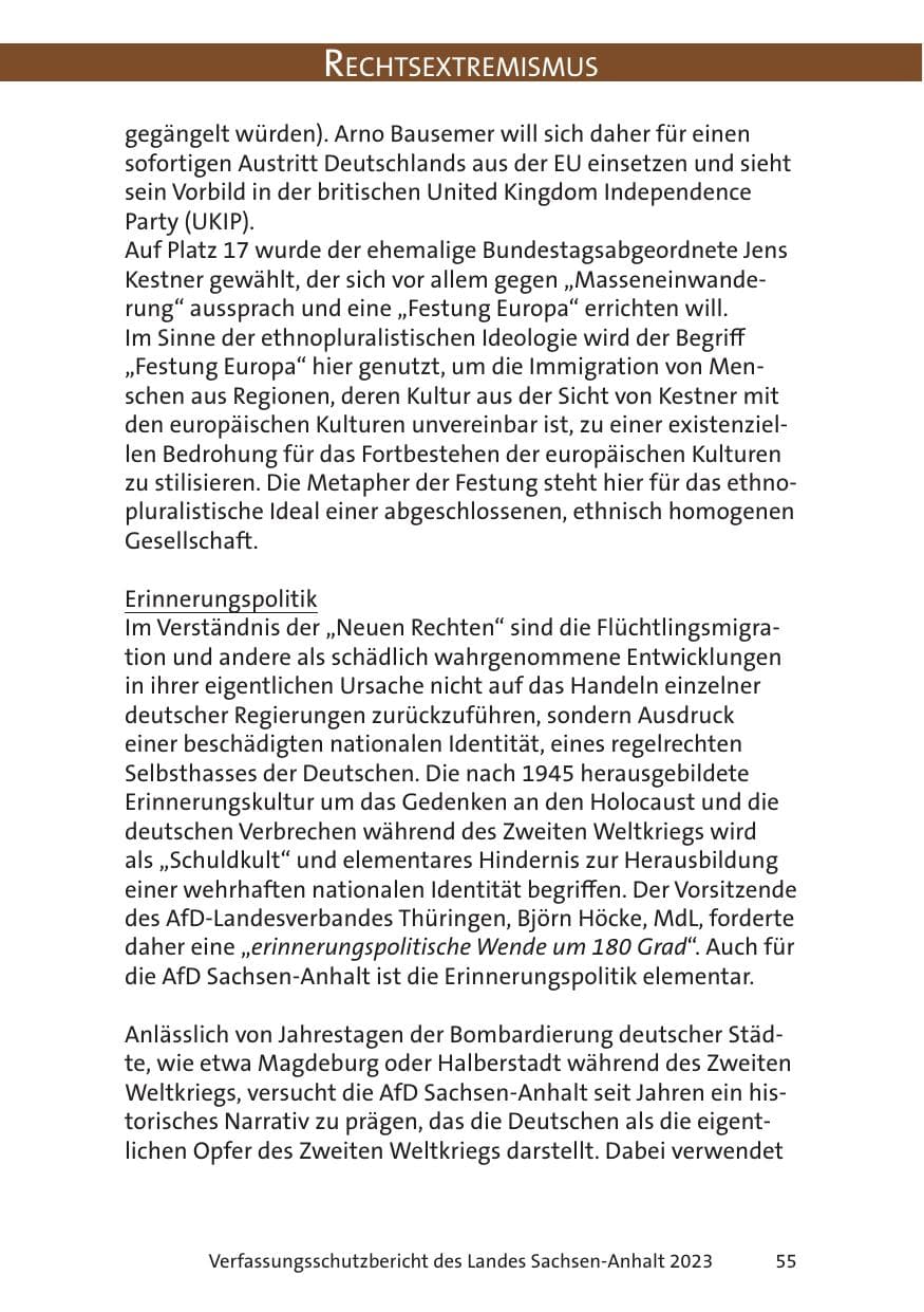 Seite 55 des Verfassungsschutzbericht 2023 Sachsen-Anhalt