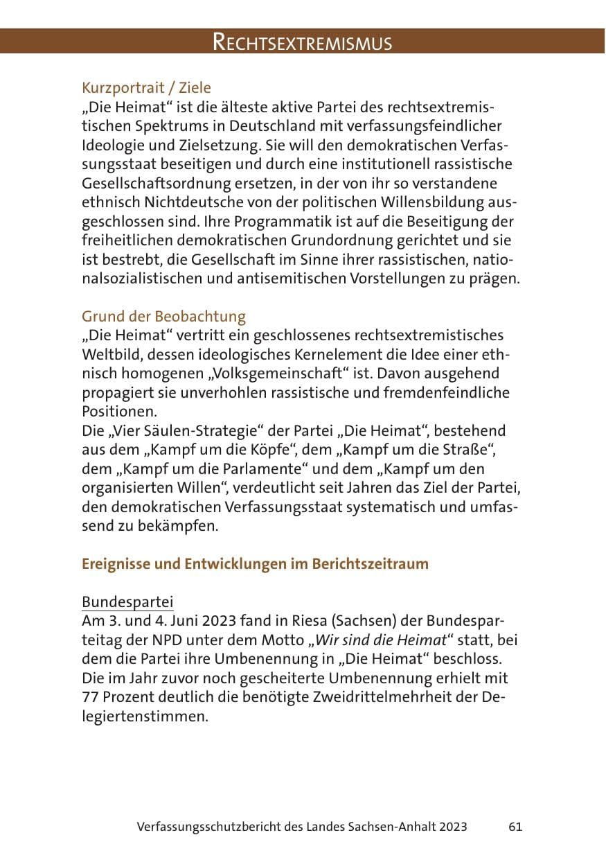 Seite 61 des Verfassungsschutzbericht 2023 Sachsen-Anhalt