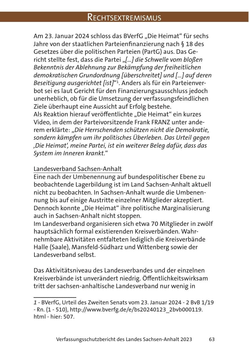 Seite 63 des Verfassungsschutzbericht 2023 Sachsen-Anhalt