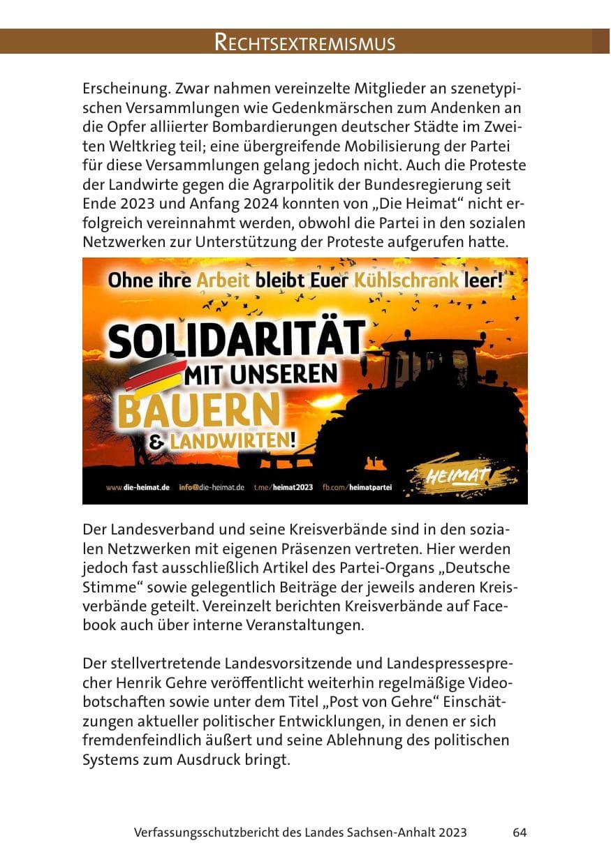 Seite 64 des Verfassungsschutzbericht 2023 Sachsen-Anhalt