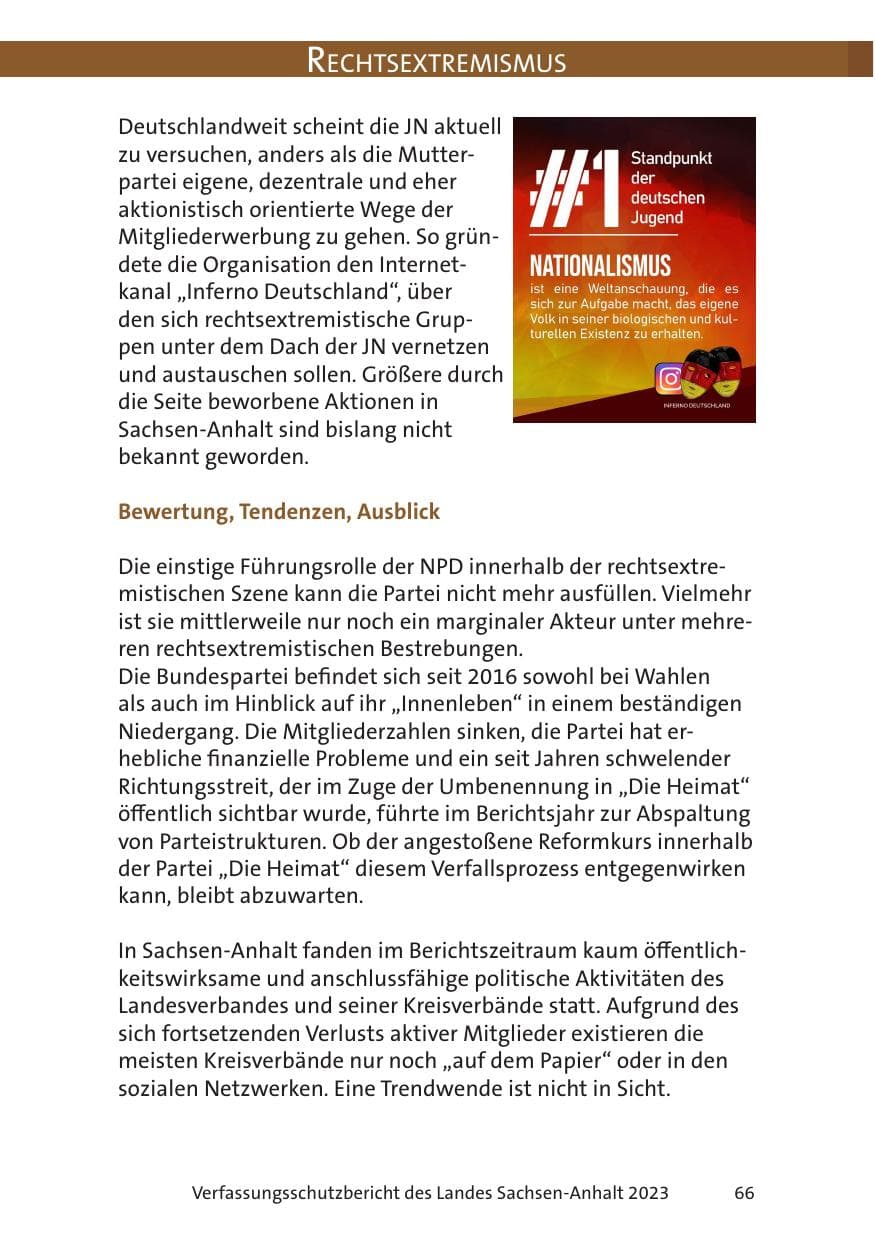 Seite 66 des Verfassungsschutzbericht 2023 Sachsen-Anhalt