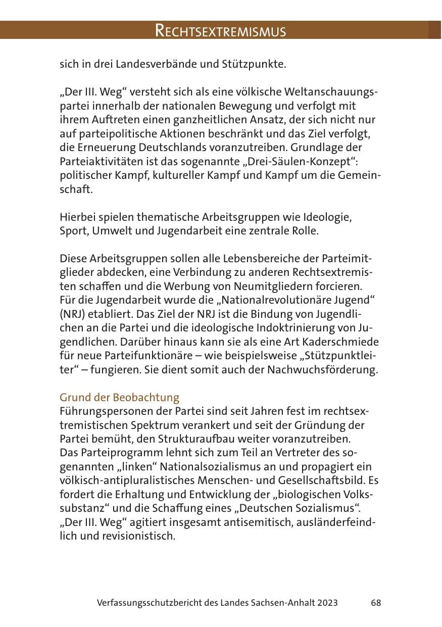 Seite 68 des Verfassungsschutzbericht 2023 Sachsen-Anhalt