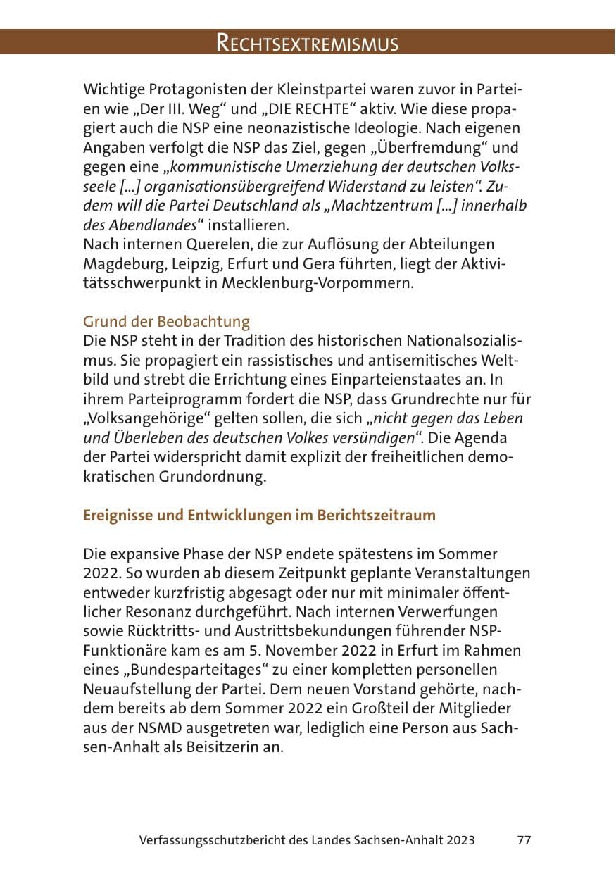 Seite 77 des Verfassungsschutzbericht 2023 Sachsen-Anhalt
