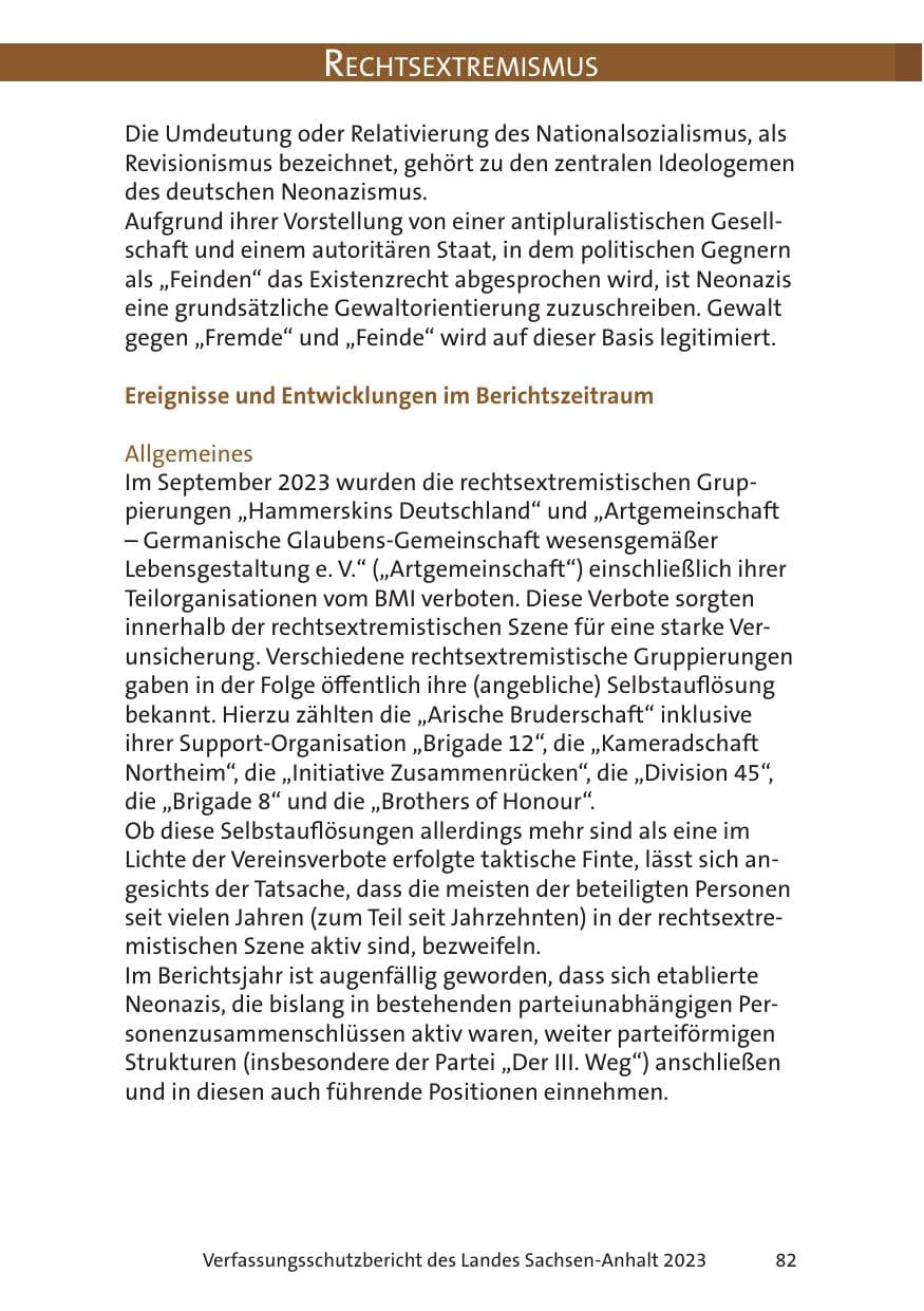 Seite 82 des Verfassungsschutzbericht 2023 Sachsen-Anhalt