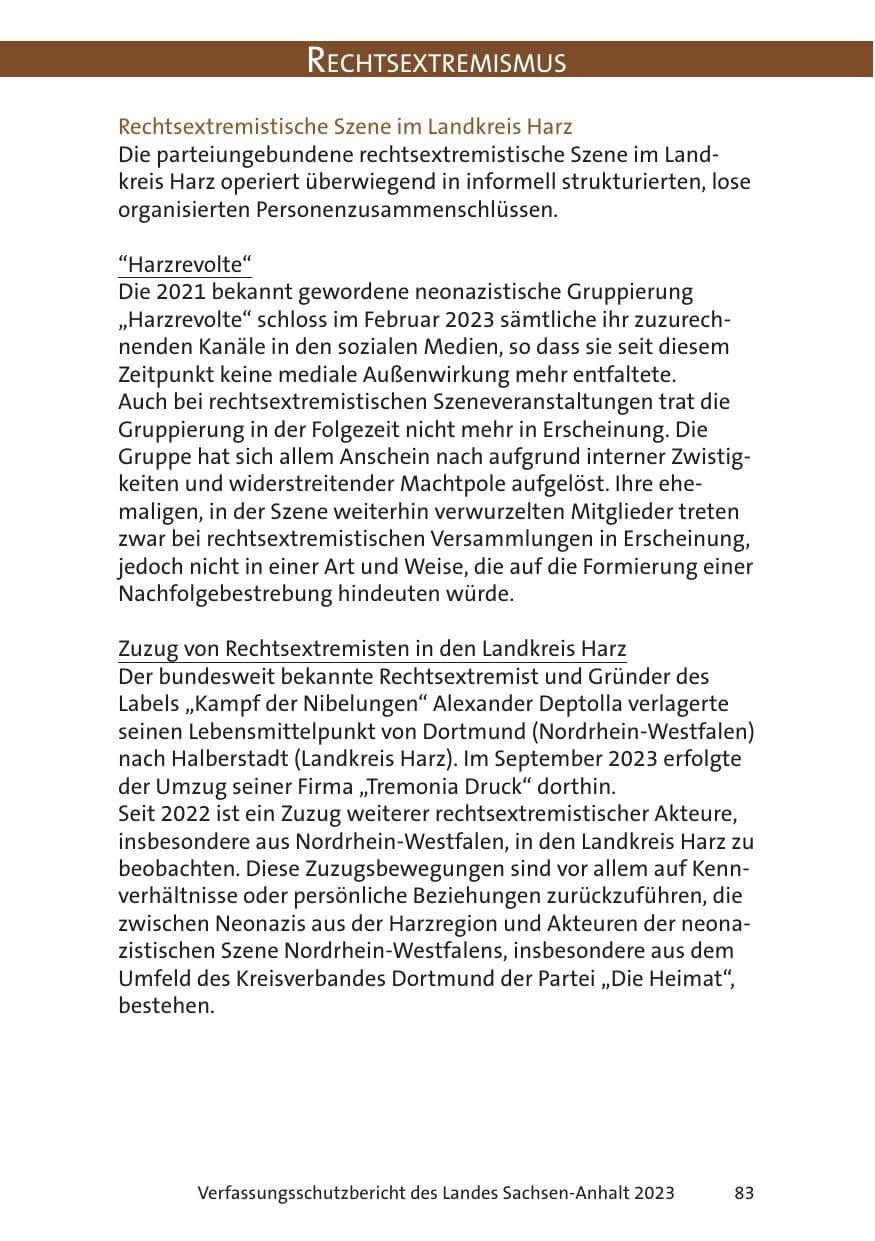 Seite 83 des Verfassungsschutzbericht 2023 Sachsen-Anhalt