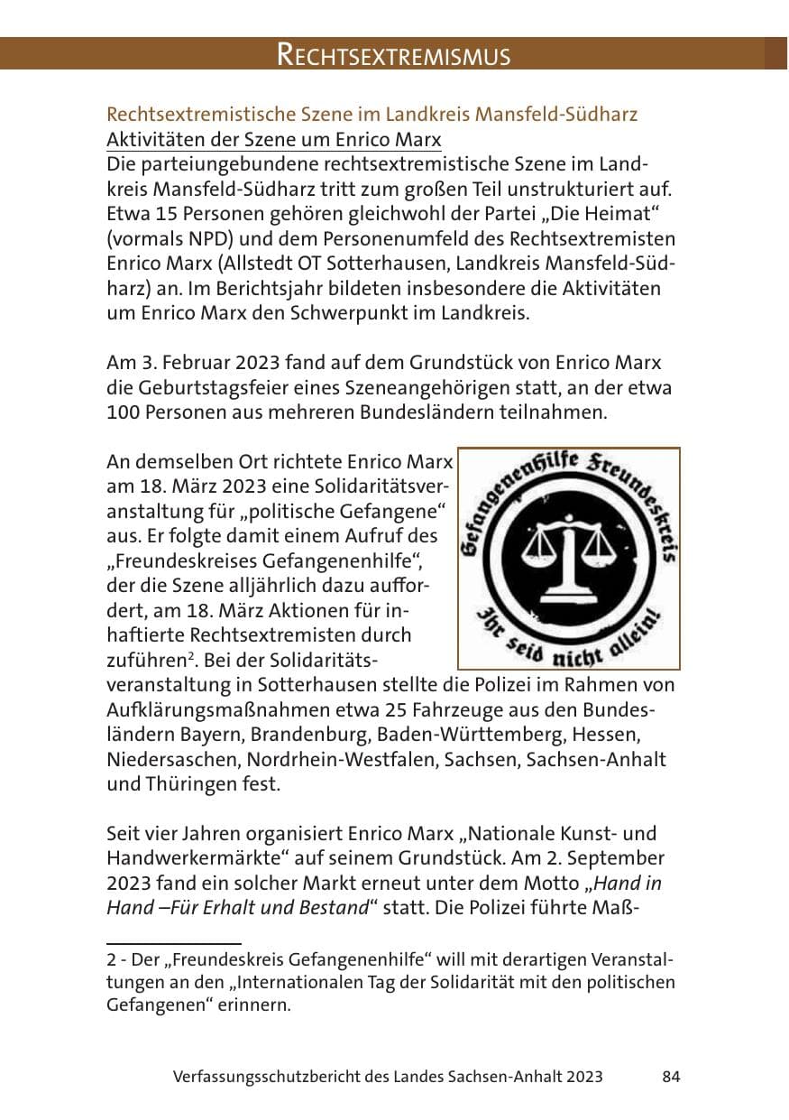 Seite 84 des Verfassungsschutzbericht 2023 Sachsen-Anhalt