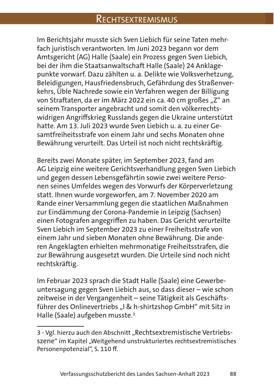 Seite 88 des Verfassungsschutzbericht 2023 Sachsen-Anhalt