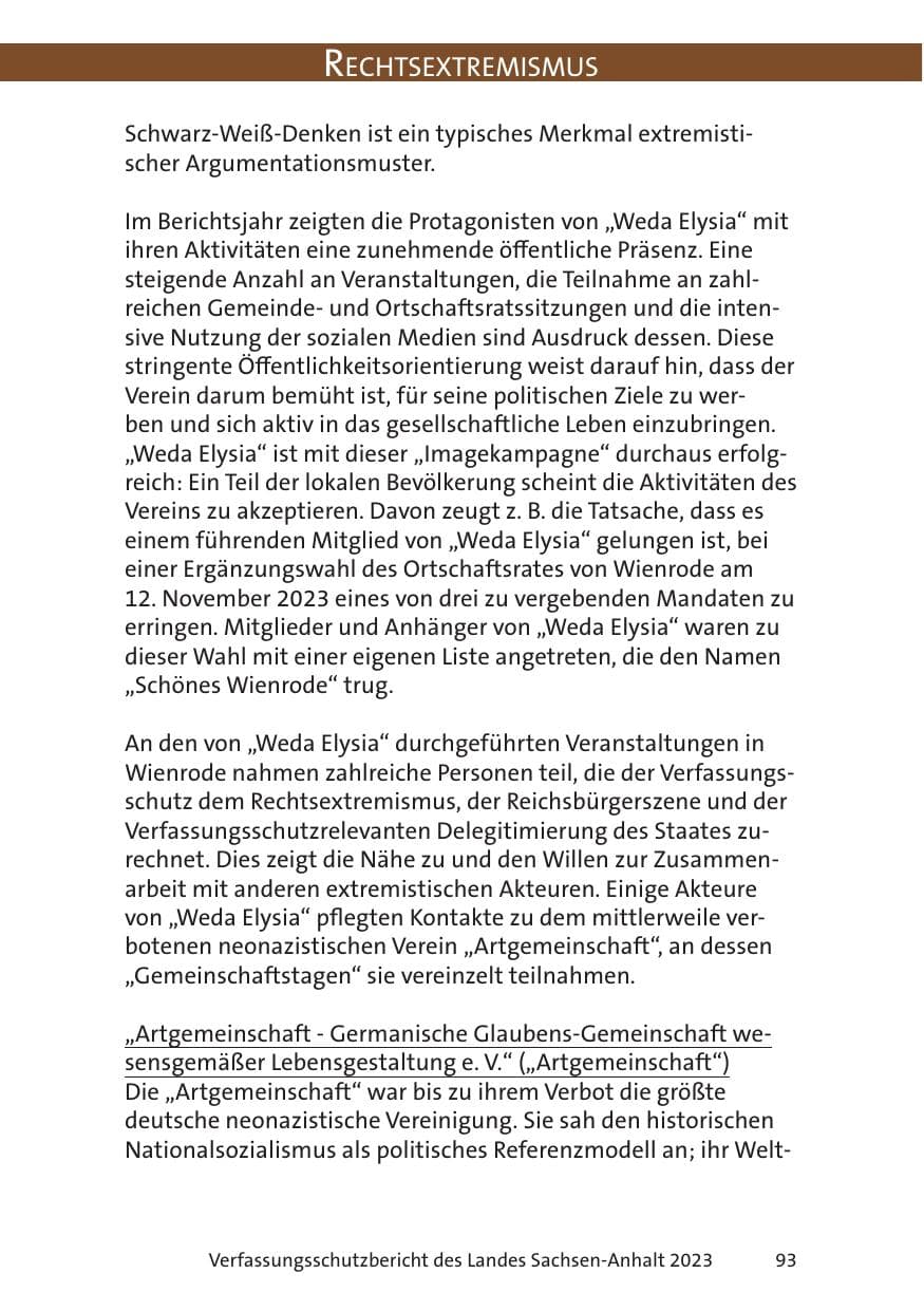 Seite 93 des Verfassungsschutzbericht 2023 Sachsen-Anhalt