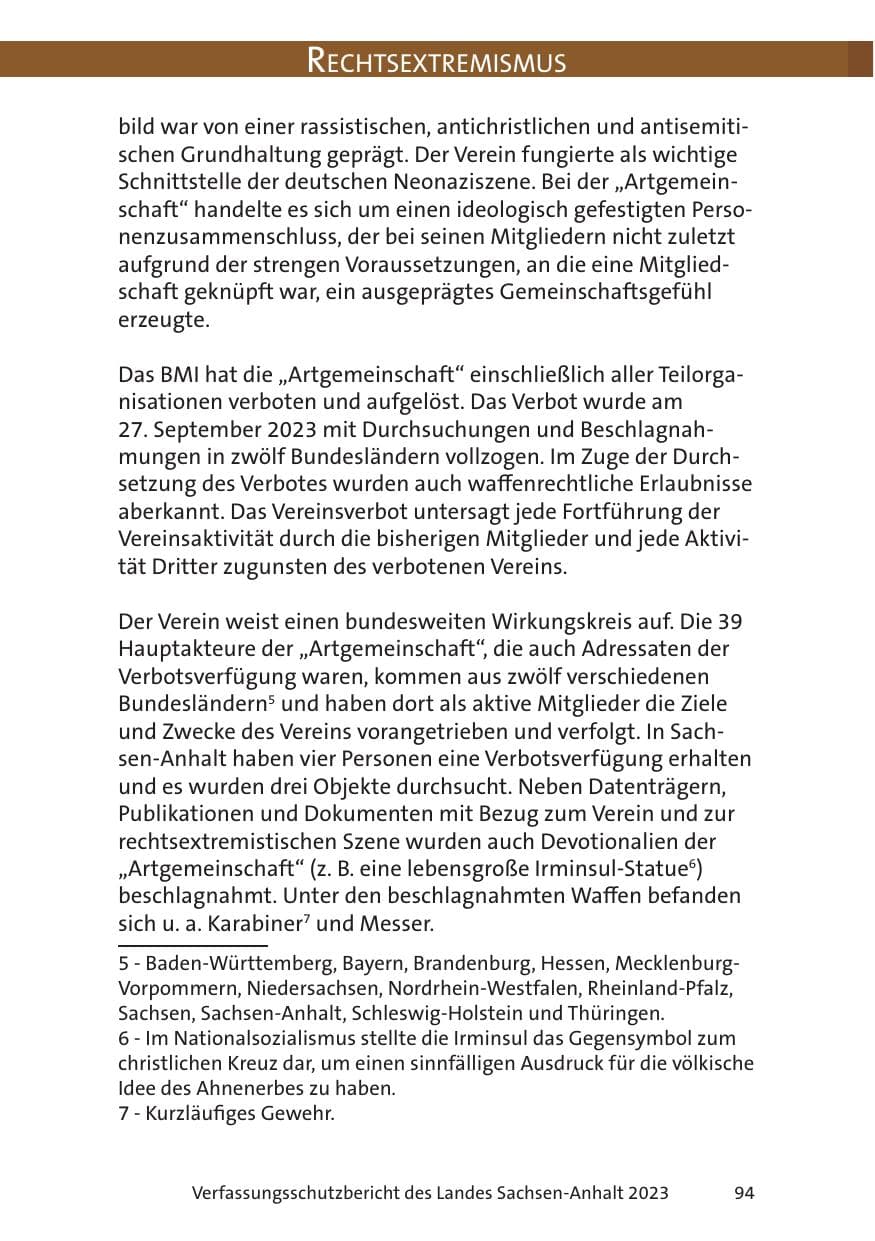Seite 94 des Verfassungsschutzbericht 2023 Sachsen-Anhalt