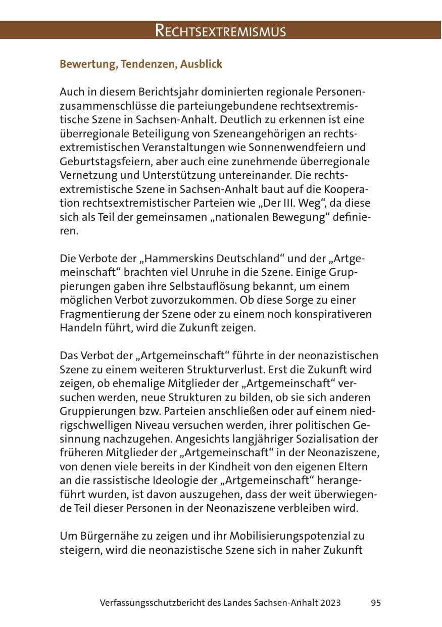 Seite 95 des Verfassungsschutzbericht 2023 Sachsen-Anhalt
