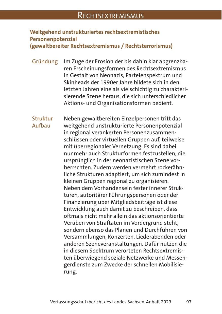 Seite 97 des Verfassungsschutzbericht 2023 Sachsen-Anhalt
