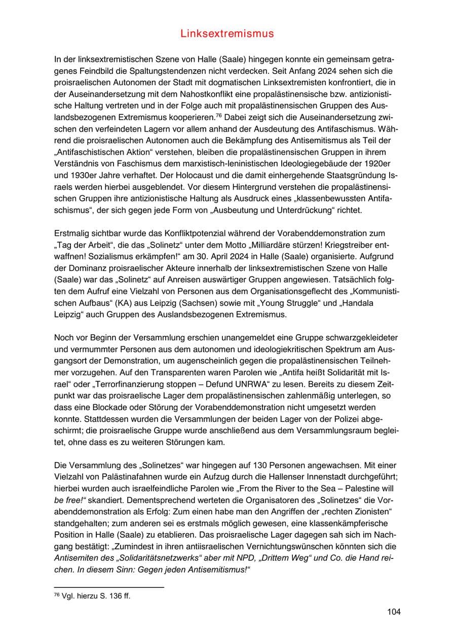 Seite 104 des Verfassungsschutzbericht 2024 Sachsen-Anhalt
