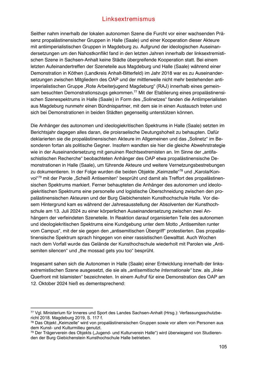 Seite 105 des Verfassungsschutzbericht 2024 Sachsen-Anhalt