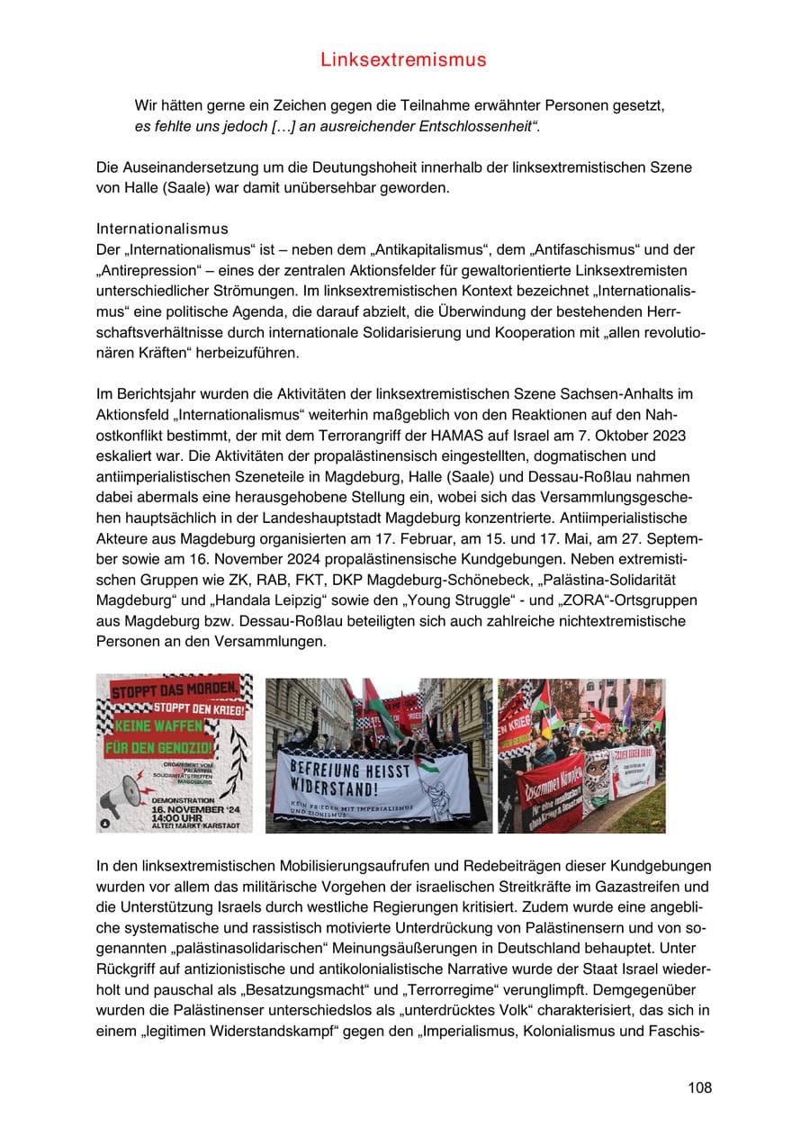 Seite 108 des Verfassungsschutzbericht 2024 Sachsen-Anhalt