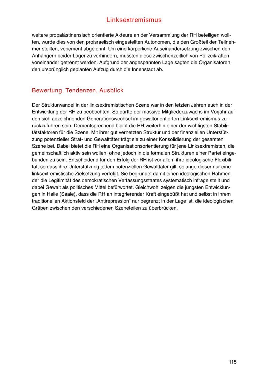 Seite 115 des Verfassungsschutzbericht 2024 Sachsen-Anhalt
