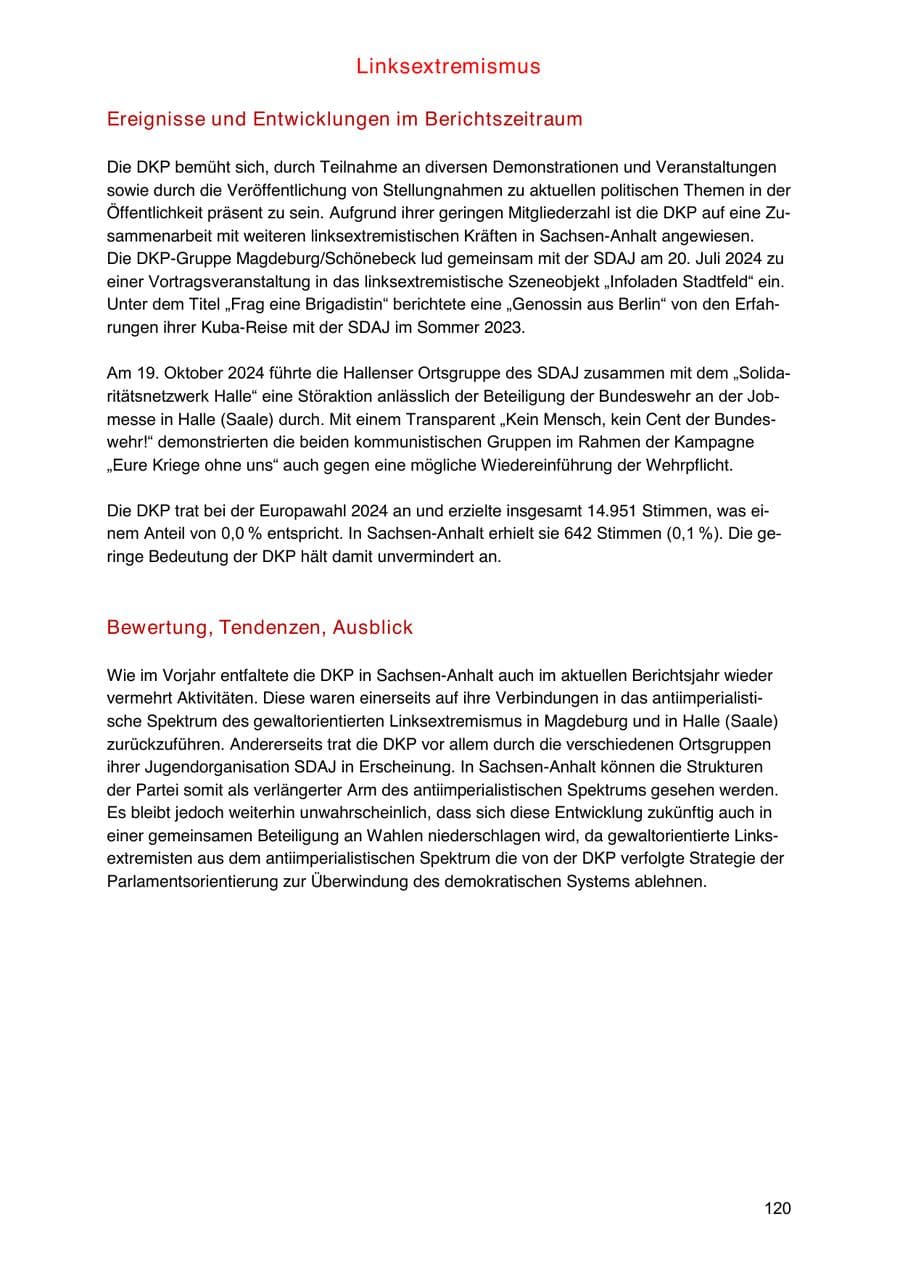 Seite 120 des Verfassungsschutzbericht 2024 Sachsen-Anhalt