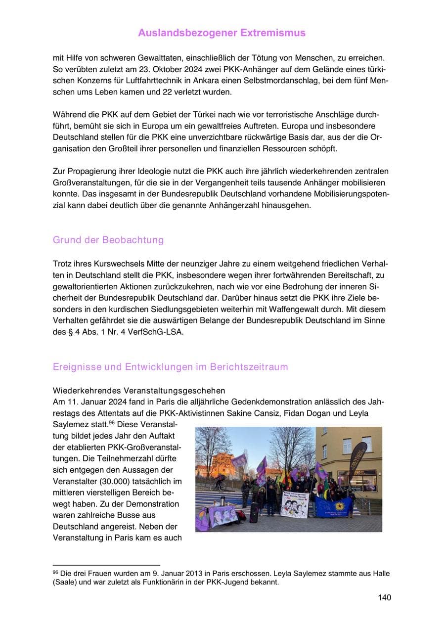 Seite 140 des Verfassungsschutzbericht 2024 Sachsen-Anhalt