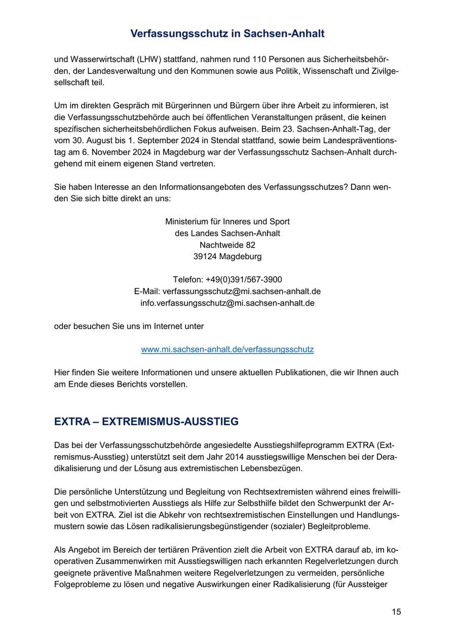 Seite 15 des Verfassungsschutzbericht 2024 Sachsen-Anhalt