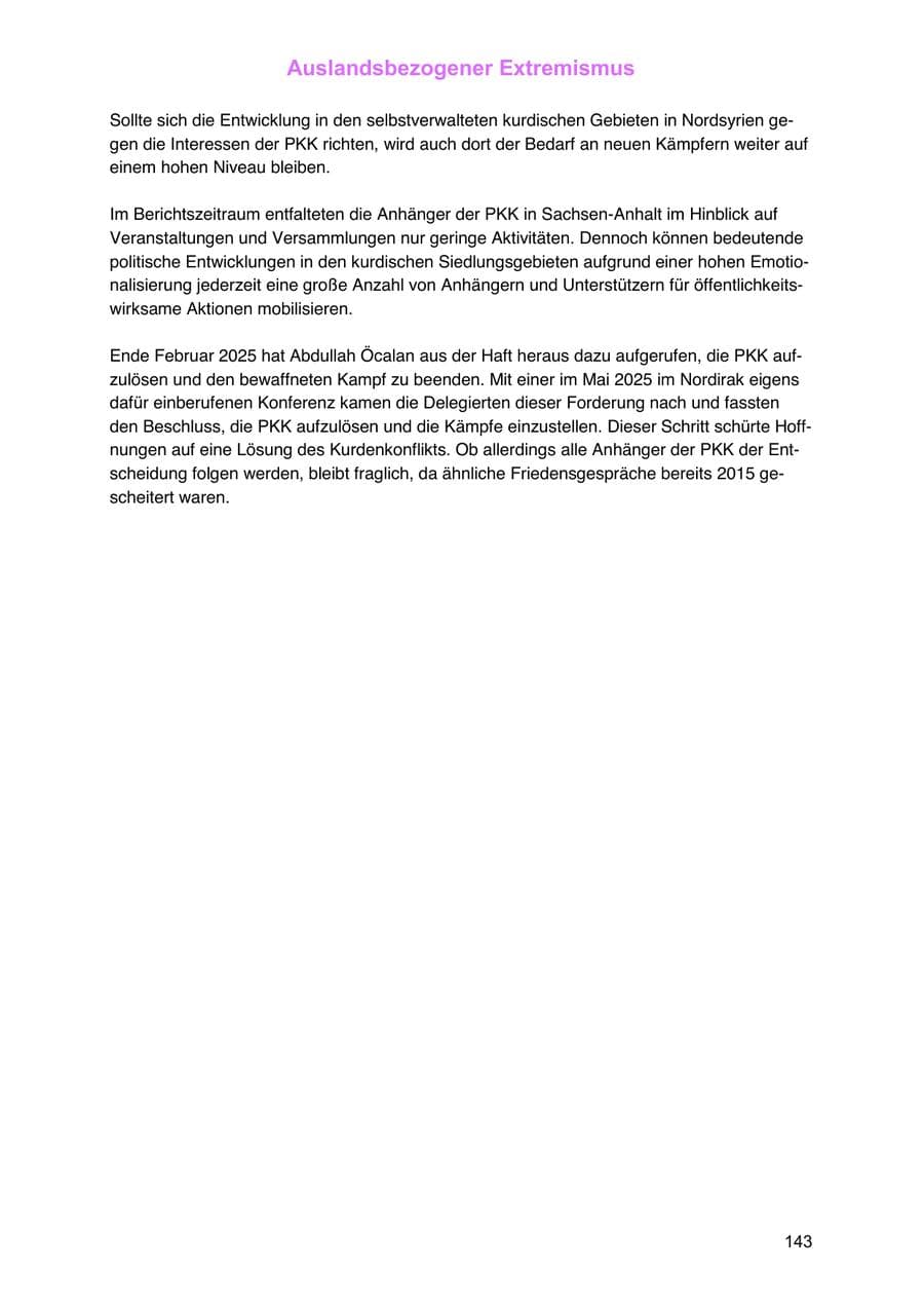 Seite 143 des Verfassungsschutzbericht 2024 Sachsen-Anhalt