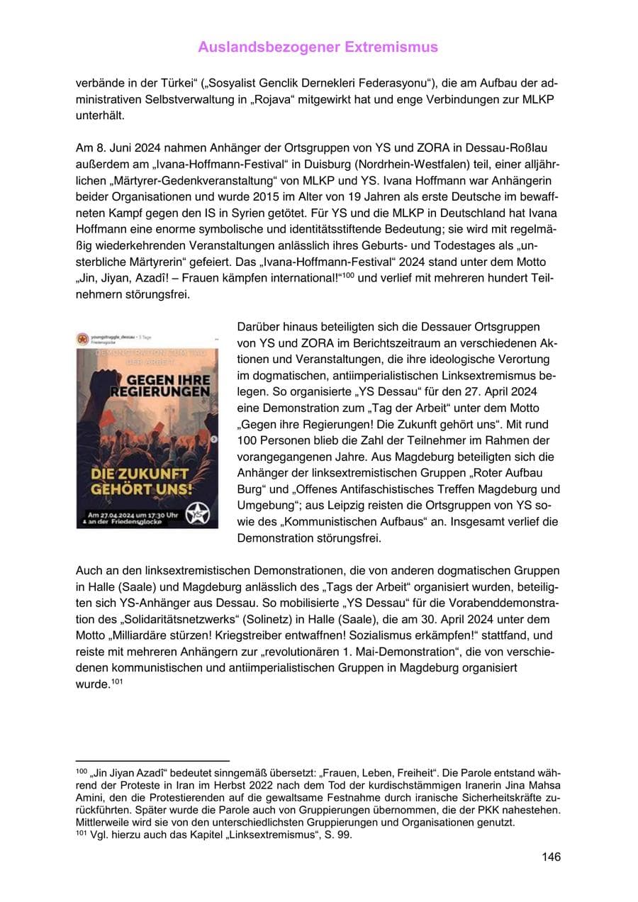 Seite 146 des Verfassungsschutzbericht 2024 Sachsen-Anhalt