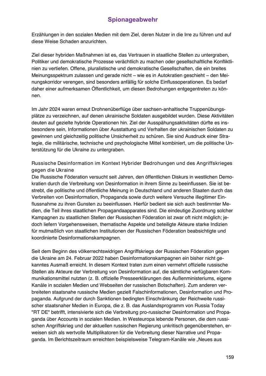 Seite 159 des Verfassungsschutzbericht 2024 Sachsen-Anhalt