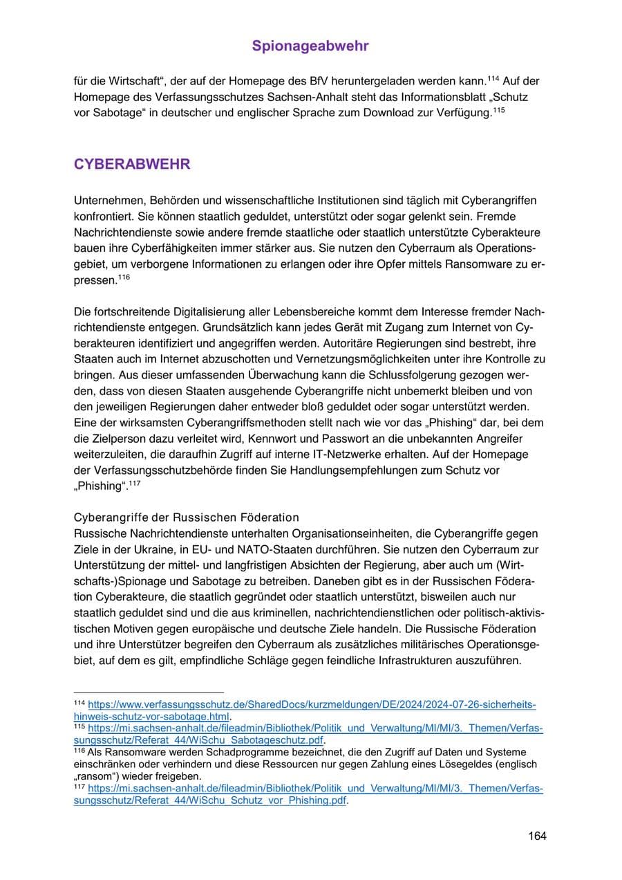 Seite 164 des Verfassungsschutzbericht 2024 Sachsen-Anhalt