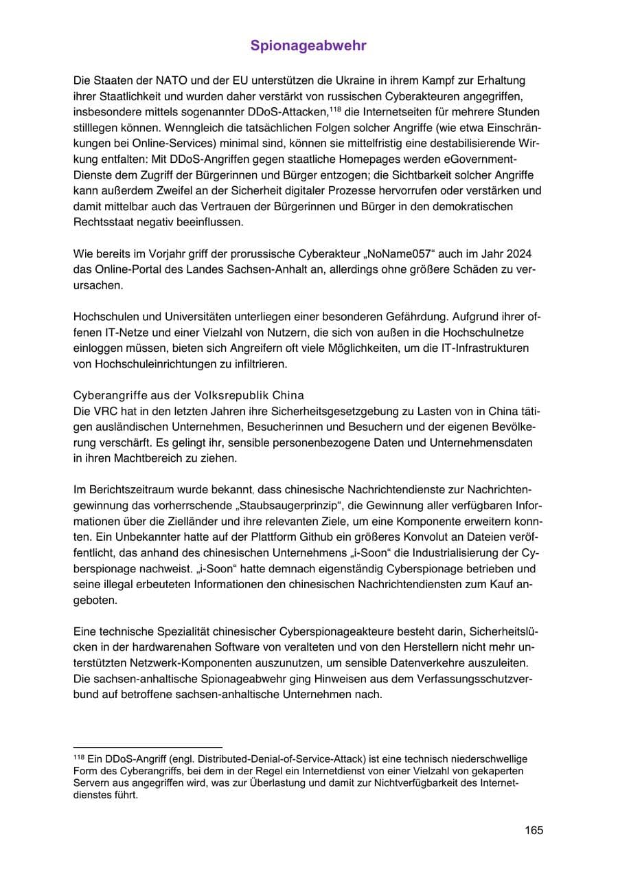Seite 165 des Verfassungsschutzbericht 2024 Sachsen-Anhalt