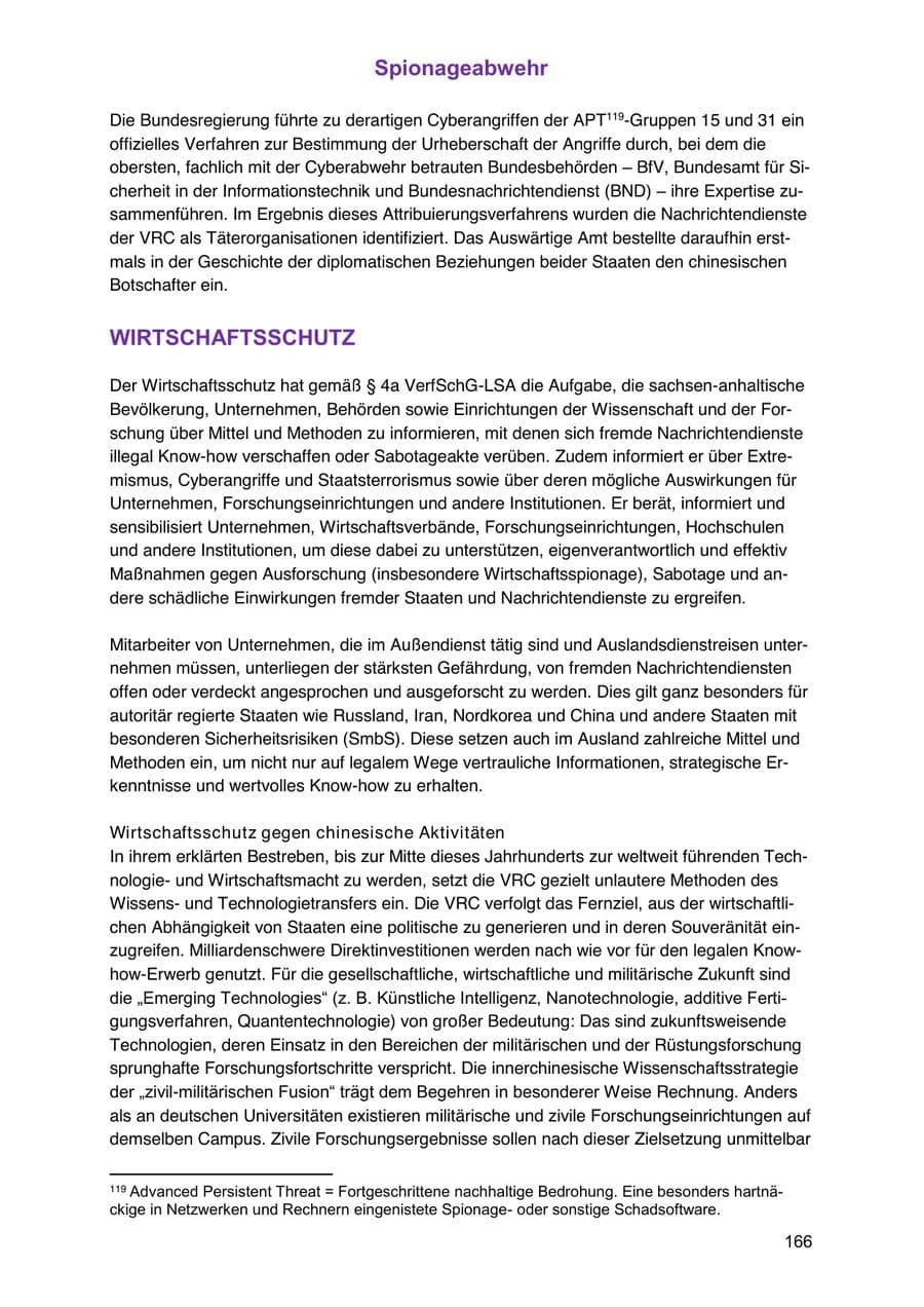 Seite 166 des Verfassungsschutzbericht 2024 Sachsen-Anhalt