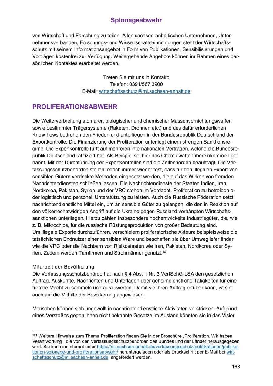 Seite 168 des Verfassungsschutzbericht 2024 Sachsen-Anhalt