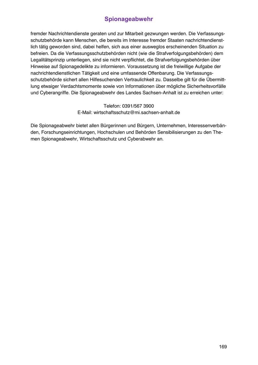 Seite 169 des Verfassungsschutzbericht 2024 Sachsen-Anhalt