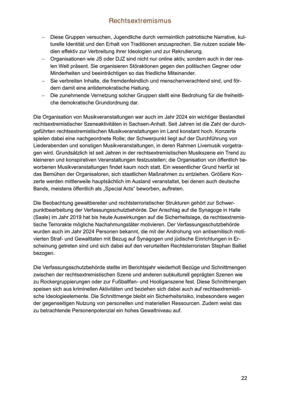 Seite 22 des Verfassungsschutzbericht 2024 Sachsen-Anhalt