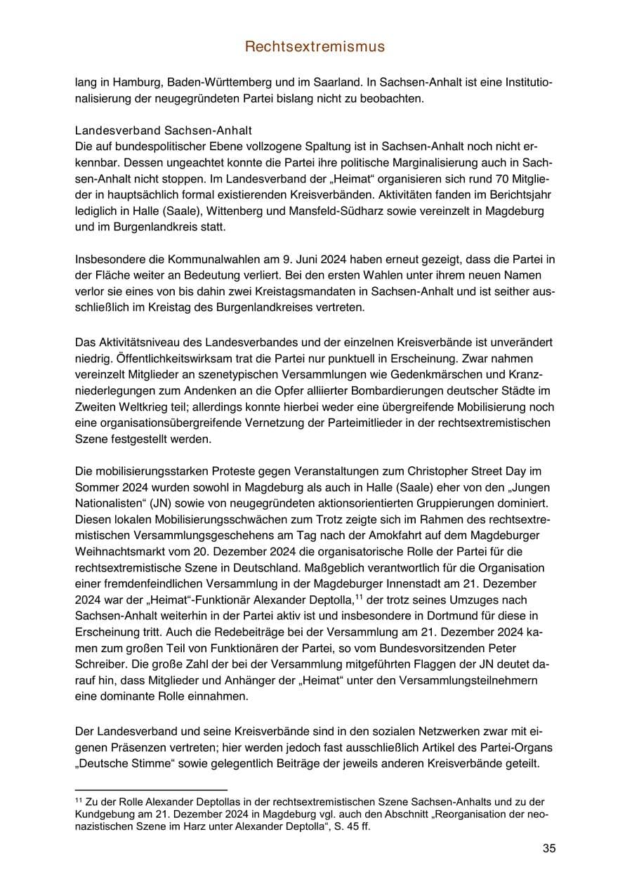 Seite 35 des Verfassungsschutzbericht 2024 Sachsen-Anhalt