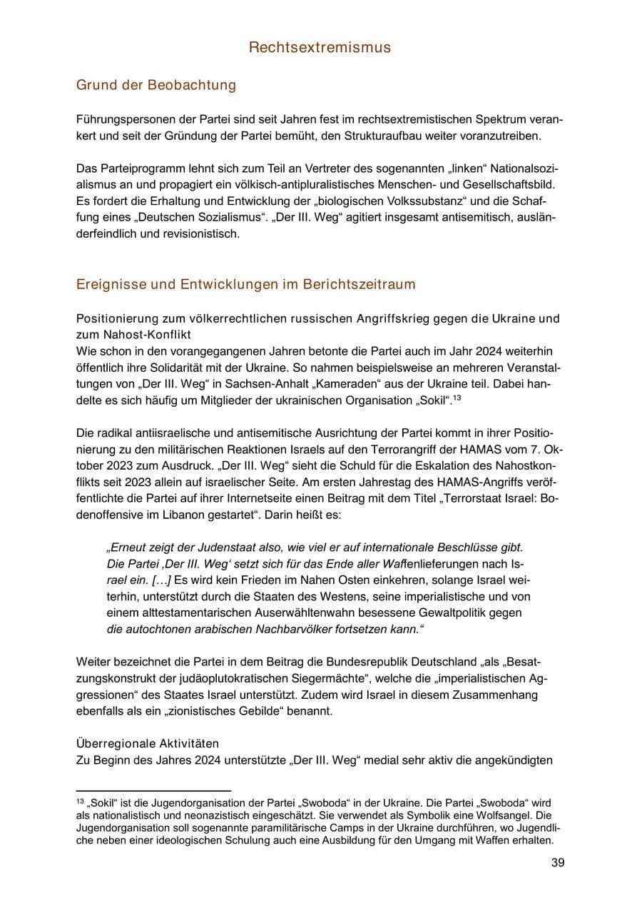 Seite 39 des Verfassungsschutzbericht 2024 Sachsen-Anhalt